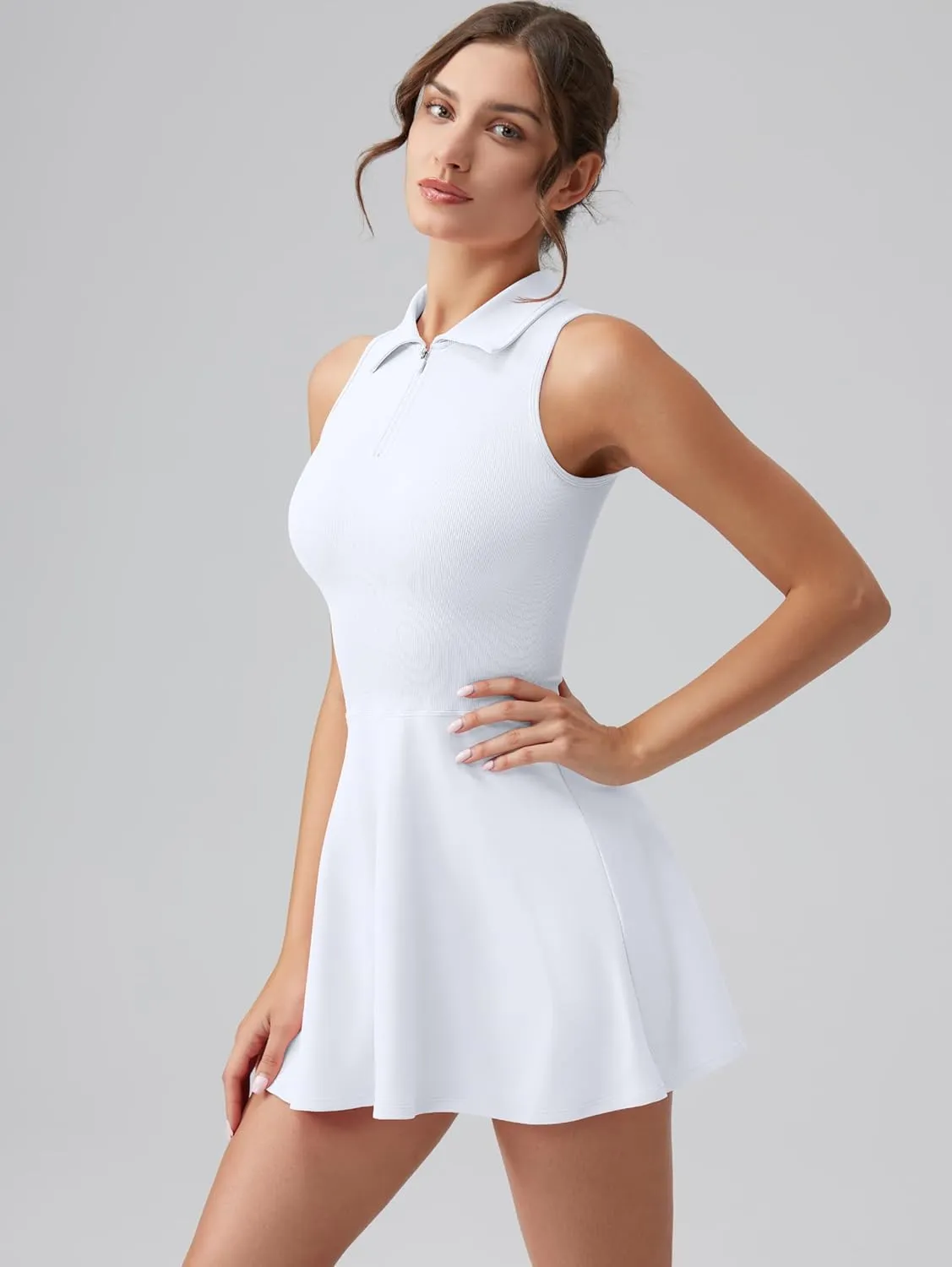 OQQ Womens Bodice Dress Sleeveless Zip Flare A-line Mini Dresses 2025 Trendy Outfits
