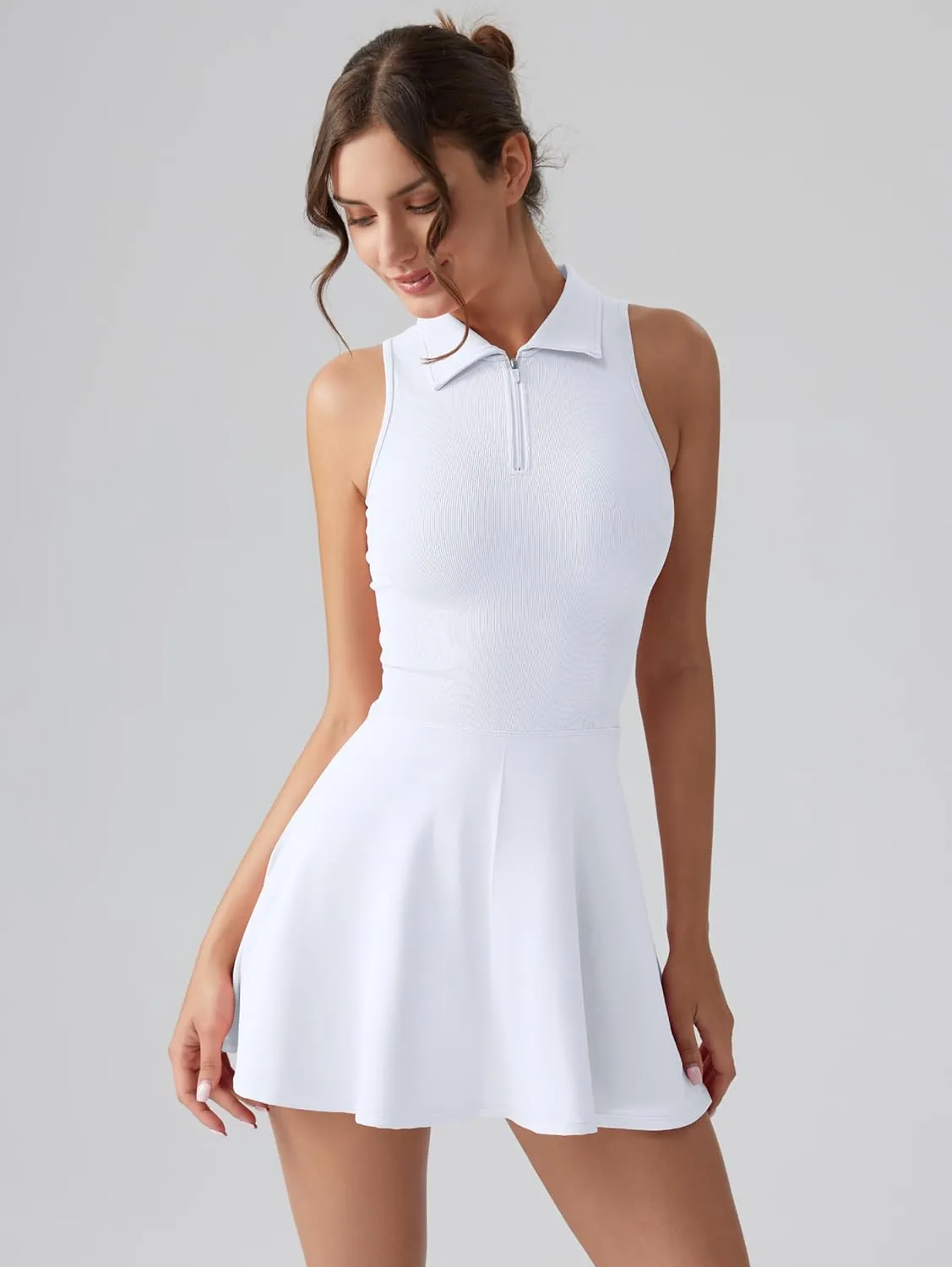 OQQ Womens Bodice Dress Sleeveless Zip Flare A-line Mini Dresses 2025 Trendy Outfits