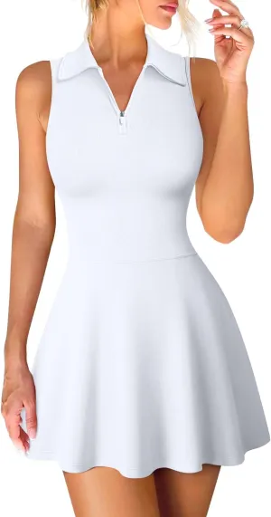 OQQ Womens Bodice Dress Sleeveless Zip Flare A-line Mini Dresses 2025 Trendy Outfits