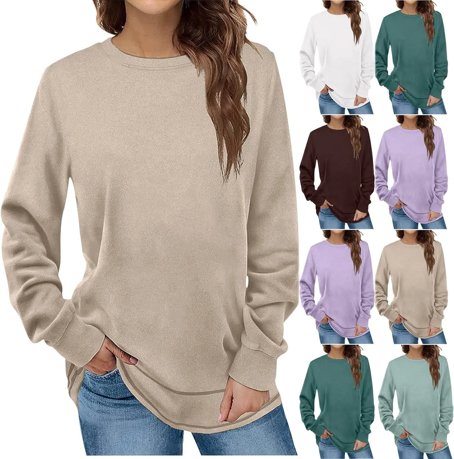 Oversized Sweatshirt for Women Casual Crewneck Long Sleeve Tops Fleece Comfy Loose Fit Fall 2023 Trendy Clothes