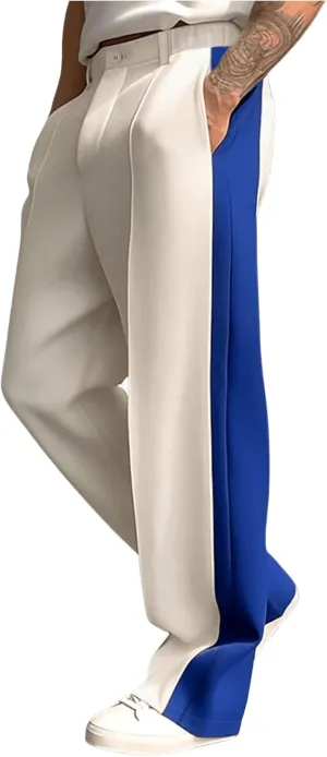 OYOANGLE Men's Color Block Pleated Front Work Pants Business Casual Long Slacks Zipper Dress Pants