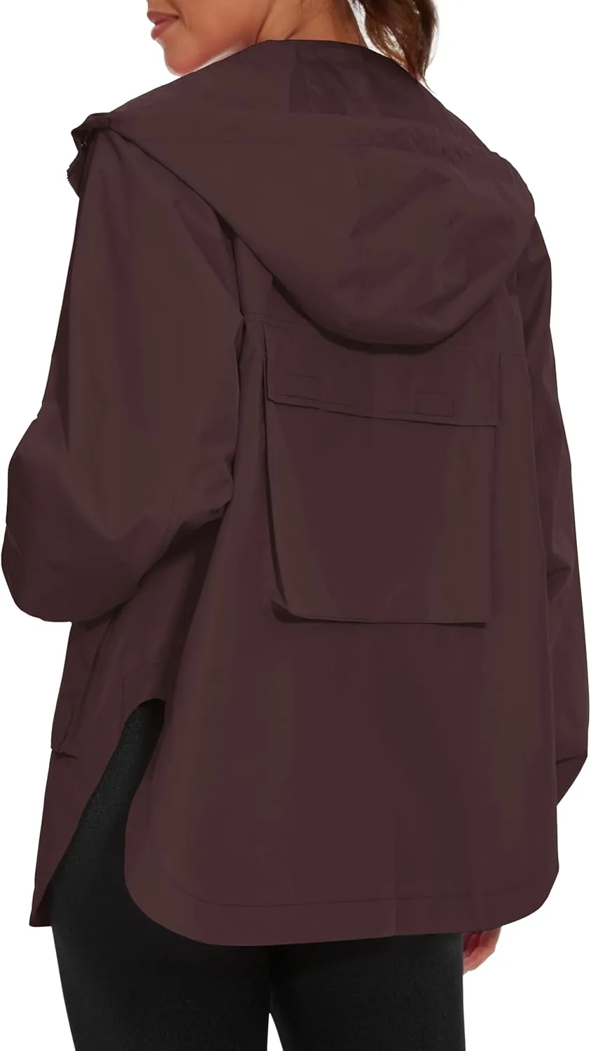 PESION Womens Waterproof Raincoat Lightweight Rain Jacket Trench Coat Hooded Windbreaker With Pockets for Outdoor