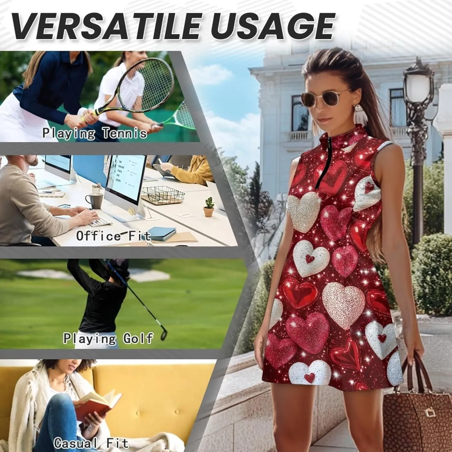 POLERO Golf Dresses for Women with Shorts Casual Dress Sleeveelss Tennis Dresses Mini Athletic Dresses