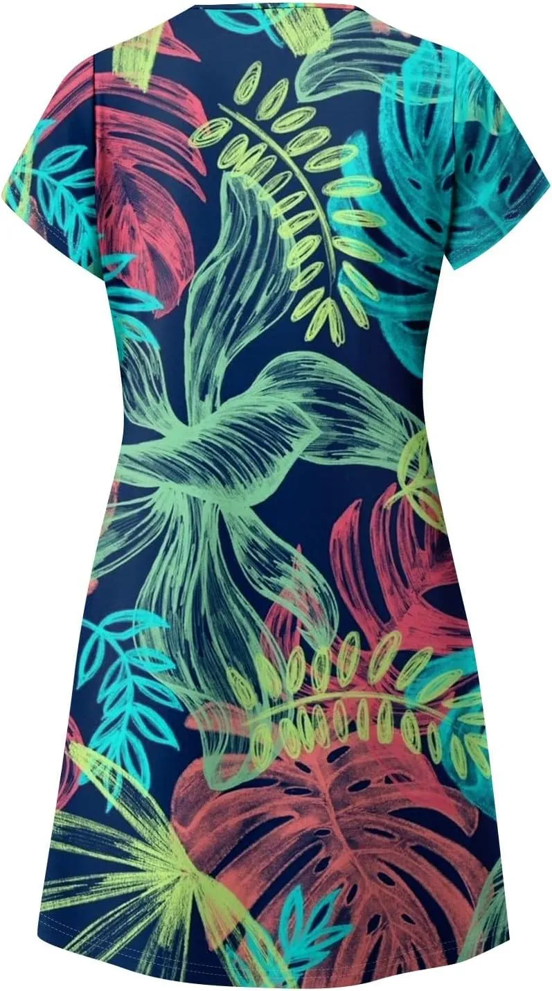 Pop Short Sleeve Plus Size Dress Ladies Football Summer Comfy Loose Womens Printed