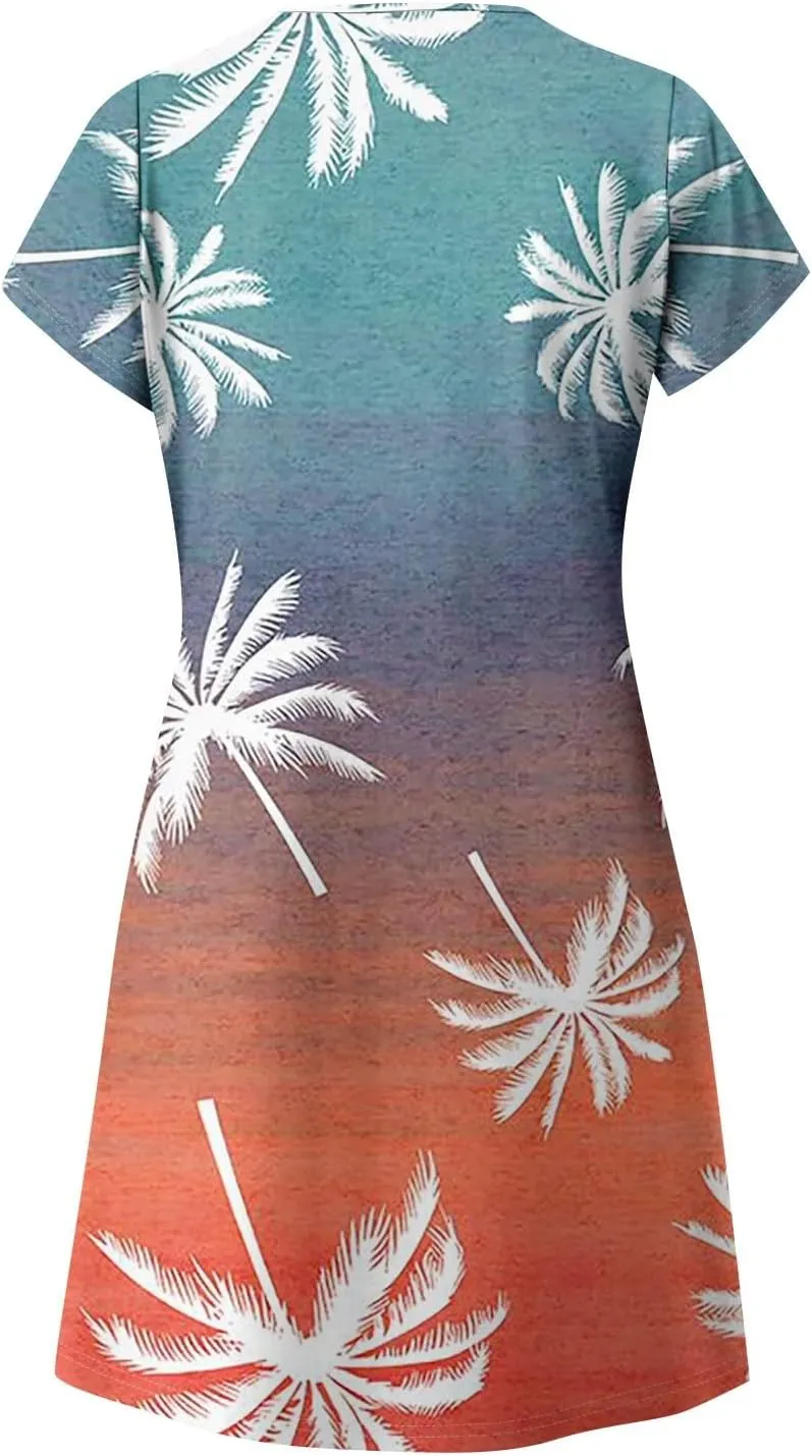 Pop Short Sleeve Plus Size Dress Ladies Football Summer Comfy Loose Womens Printed
