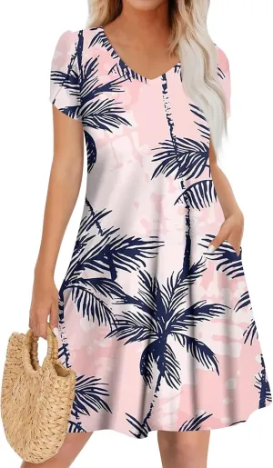 Pop Short Sleeve Plus Size Dress Ladies Football Summer Comfy Loose Womens Printed