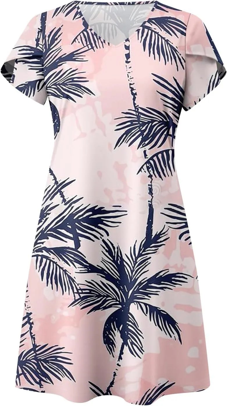 Pop Short Sleeve Plus Size Dress Ladies Football Summer Comfy Loose Womens Printed