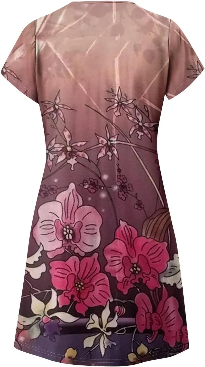 Pop Short Sleeve Plus Size Dress Ladies Football Summer Comfy Loose Womens Printed