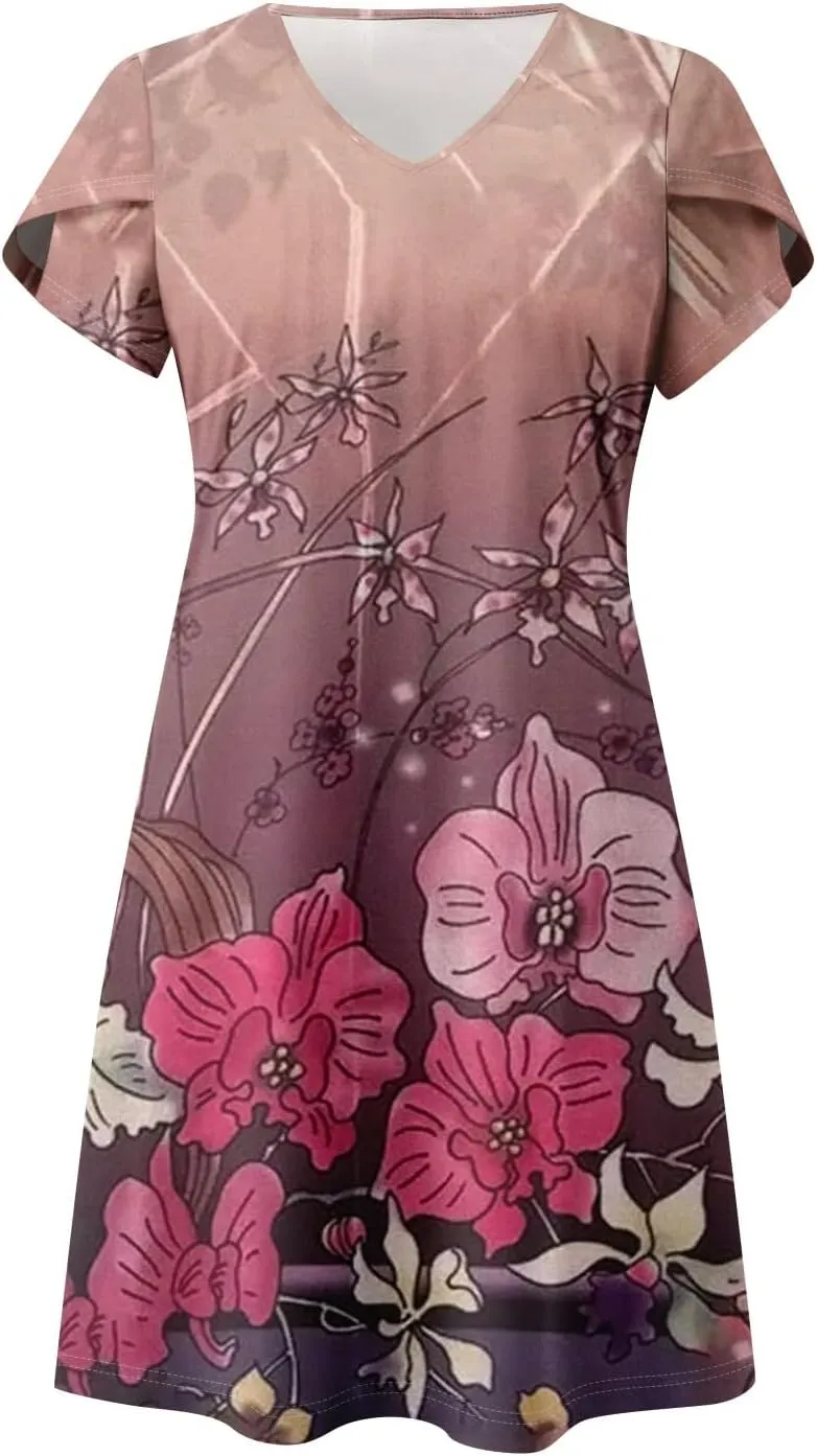 Pop Short Sleeve Plus Size Dress Ladies Football Summer Comfy Loose Womens Printed