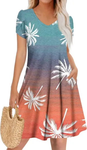Pop Short Sleeve Plus Size Dress Ladies Football Summer Comfy Loose Womens Printed