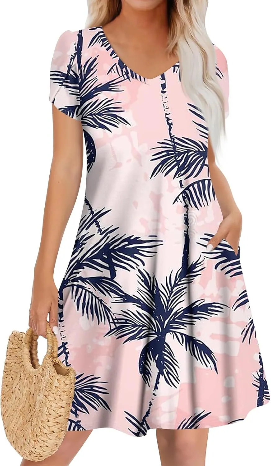 Pop Short Sleeve Plus Size Dress Ladies Football Summer Comfy Loose Womens Printed