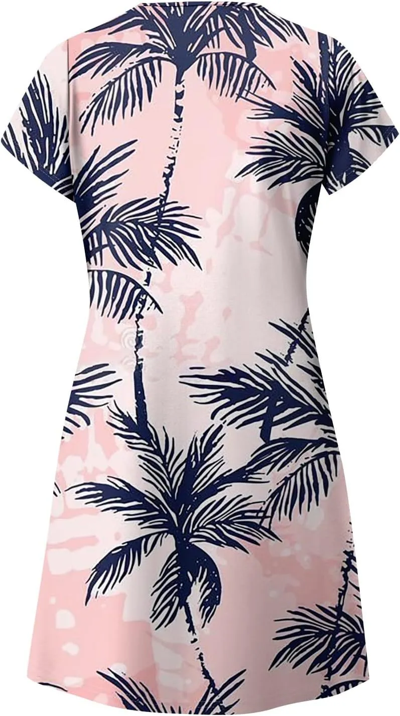 Pop Short Sleeve Plus Size Dress Ladies Football Summer Comfy Loose Womens Printed