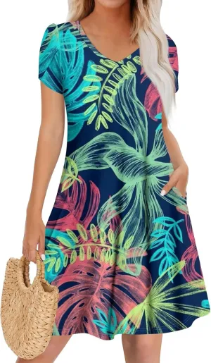Pop Short Sleeve Plus Size Dress Ladies Football Summer Comfy Loose Womens Printed