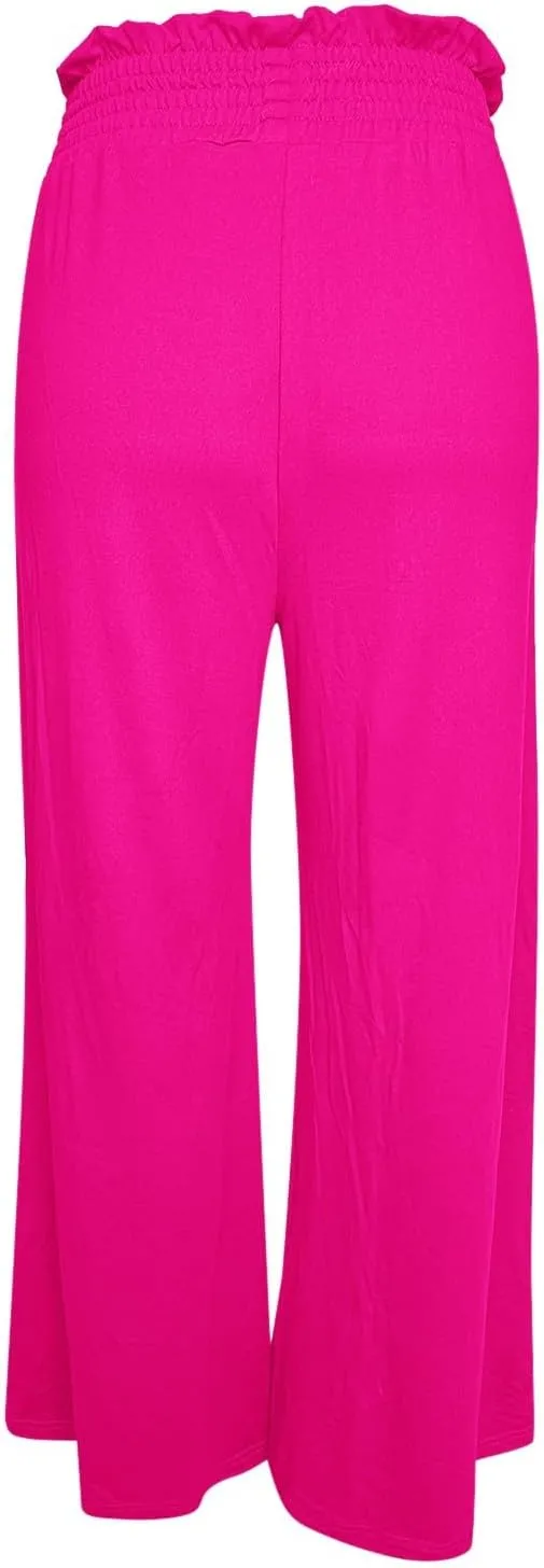 PTOLOCIF Palazzo Pants for Women,Drawstring High Waist Palazzo Pants Wide Leg Cotton Pants Summer Beach Loose Trousers