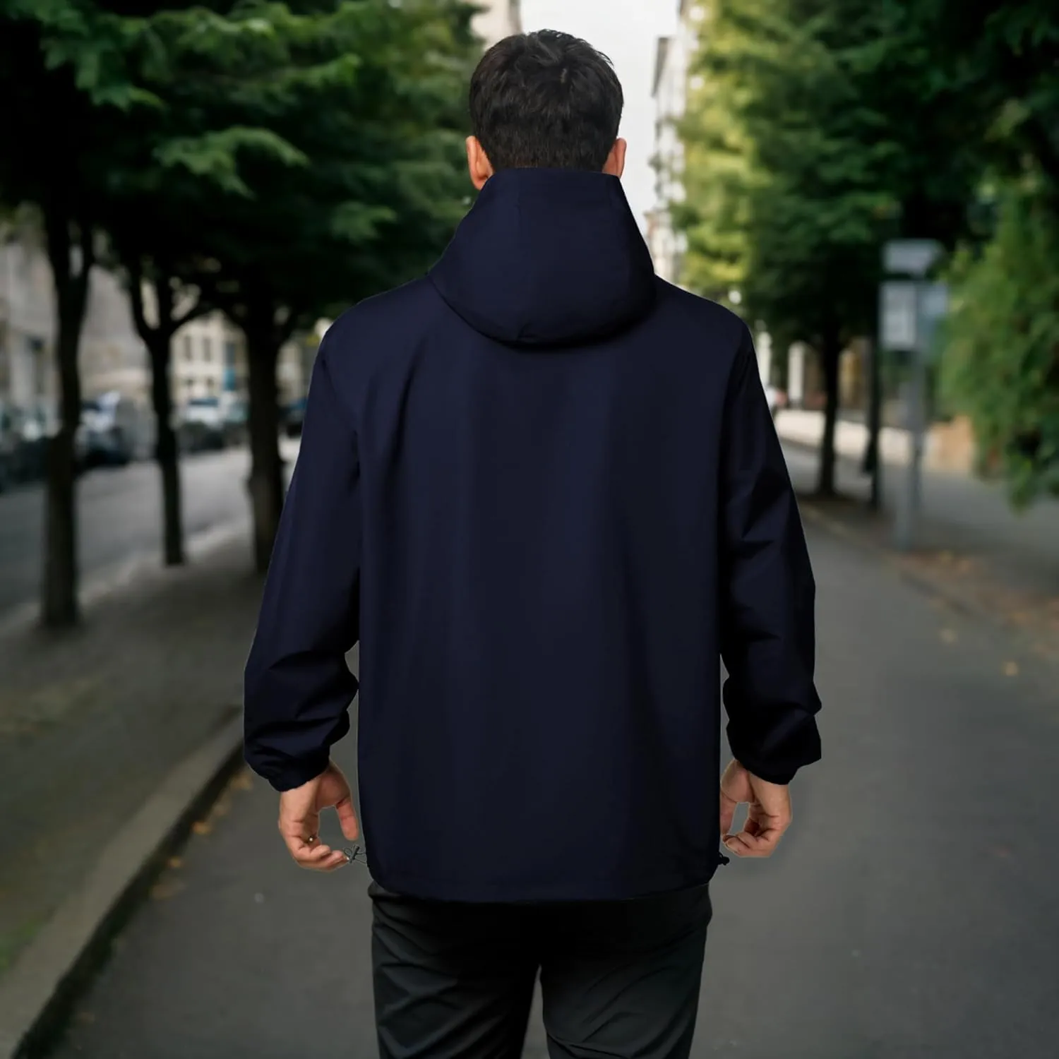 Rain Jacket Men Waterproof Windbreaker Lightweight Hooded Casual Coat for Daily Hiking Cycling Coat