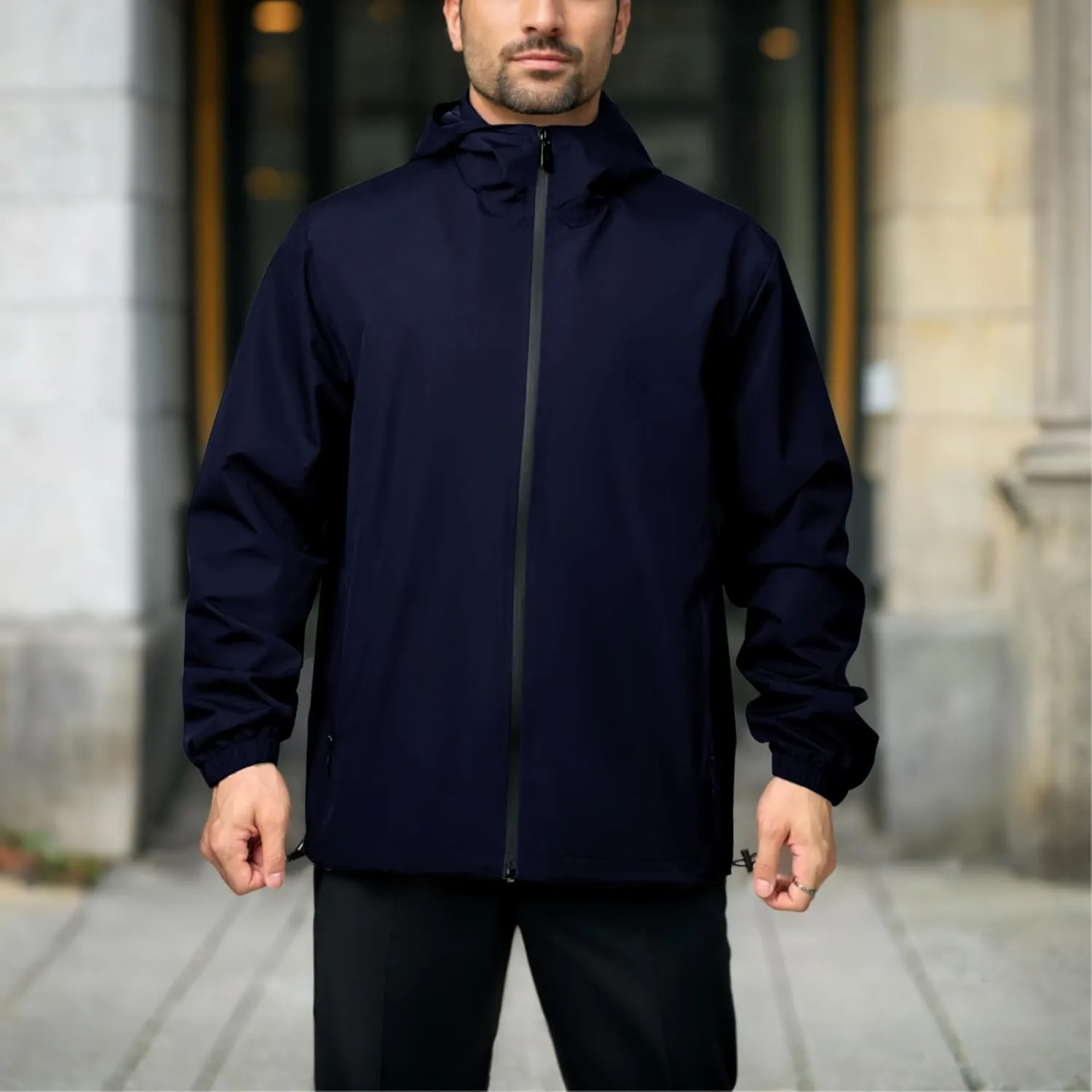 Rain Jacket Men Waterproof Windbreaker Lightweight Hooded Casual Coat for Daily Hiking Cycling Coat