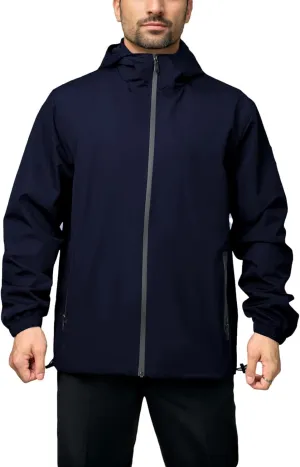 Rain Jacket Men Waterproof Windbreaker Lightweight Hooded Casual Coat for Daily Hiking Cycling Coat