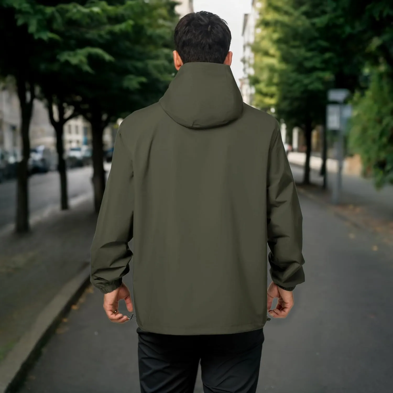 Rain Jacket Men Waterproof Windbreaker Lightweight Hooded Casual Coat for Daily Hiking Cycling Coat