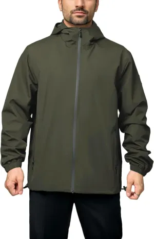 Rain Jacket Men Waterproof Windbreaker Lightweight Hooded Casual Coat for Daily Hiking Cycling Coat
