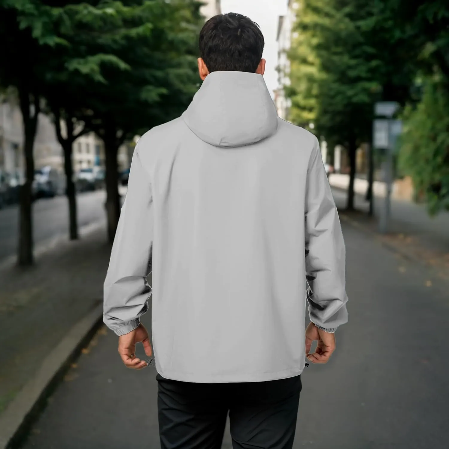 Rain Jacket Men Waterproof Windbreaker Lightweight Hooded Casual Coat for Daily Hiking Cycling Coat