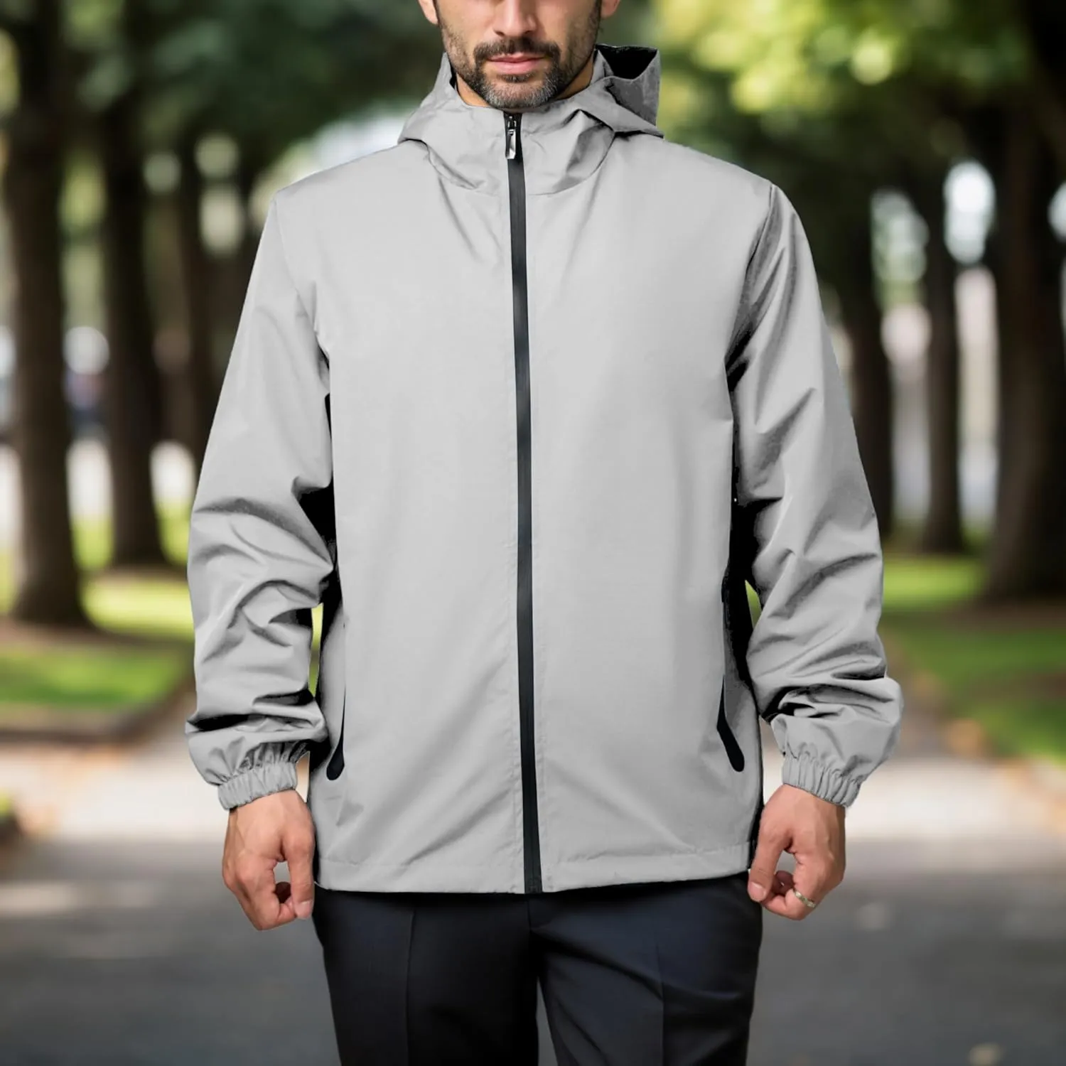 Rain Jacket Men Waterproof Windbreaker Lightweight Hooded Casual Coat for Daily Hiking Cycling Coat