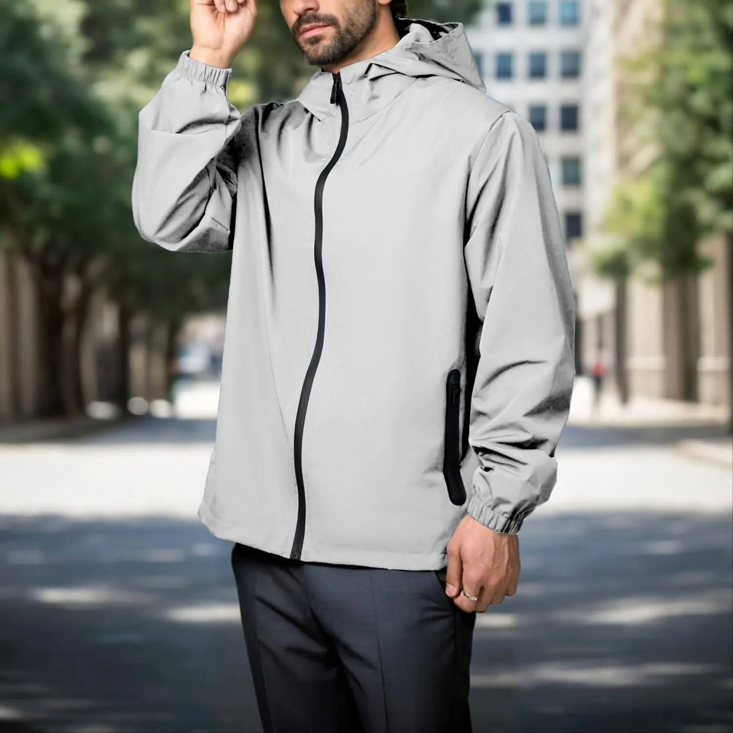 Rain Jacket Men Waterproof Windbreaker Lightweight Hooded Casual Coat for Daily Hiking Cycling Coat
