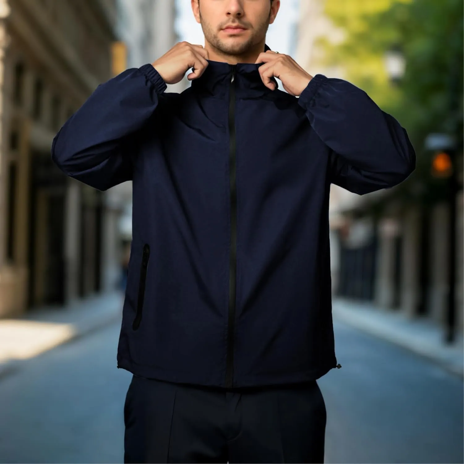 Rain Jacket Men Waterproof Windbreaker Lightweight Hooded Casual Coat for Daily Hiking Cycling Coat