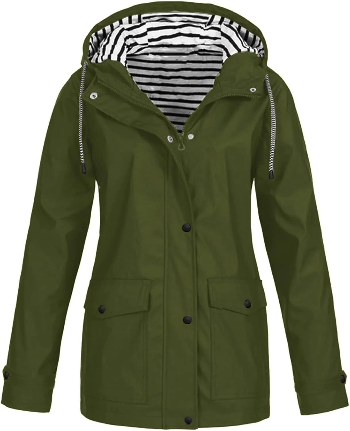 Raincoat for Women - Womens Fashion Raincoat Fit Waterproof Dressy Zip up Rain Jacket Windbreaker with Pockets Hood