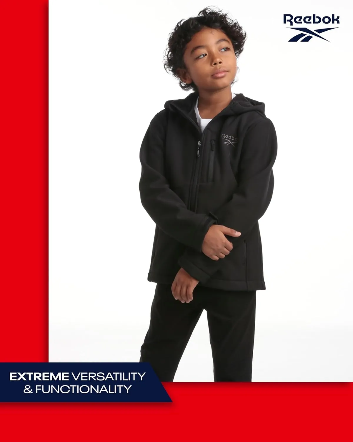 Reebok Boys' Jacket - Youth Lightweight Weather Resistant Softshell Coat - Kids' Outerwear Windbreaker Coat for Boys (8-20)