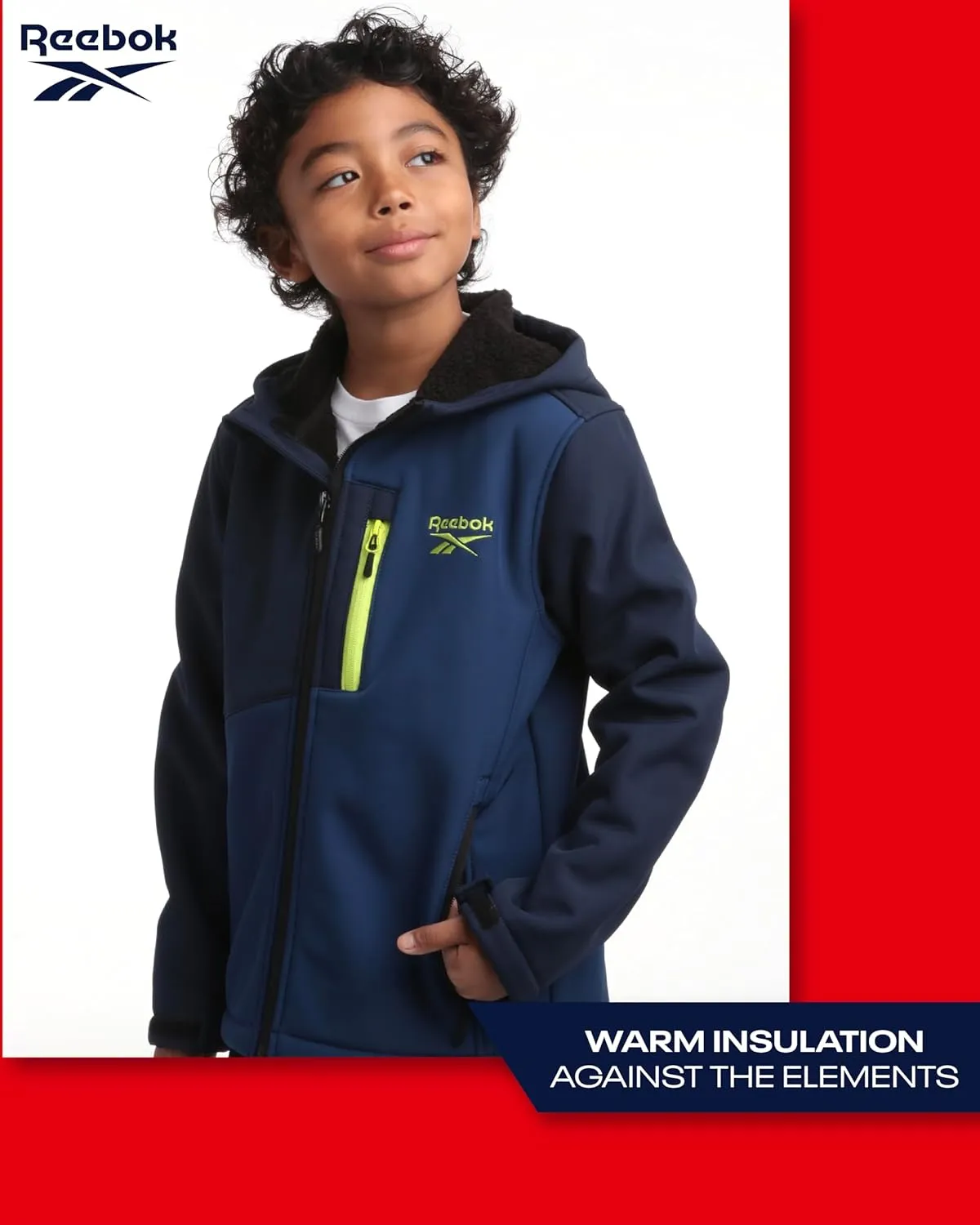Reebok Boys' Jacket - Youth Lightweight Weather Resistant Softshell Coat - Kids' Outerwear Windbreaker Coat for Boys (8-20)