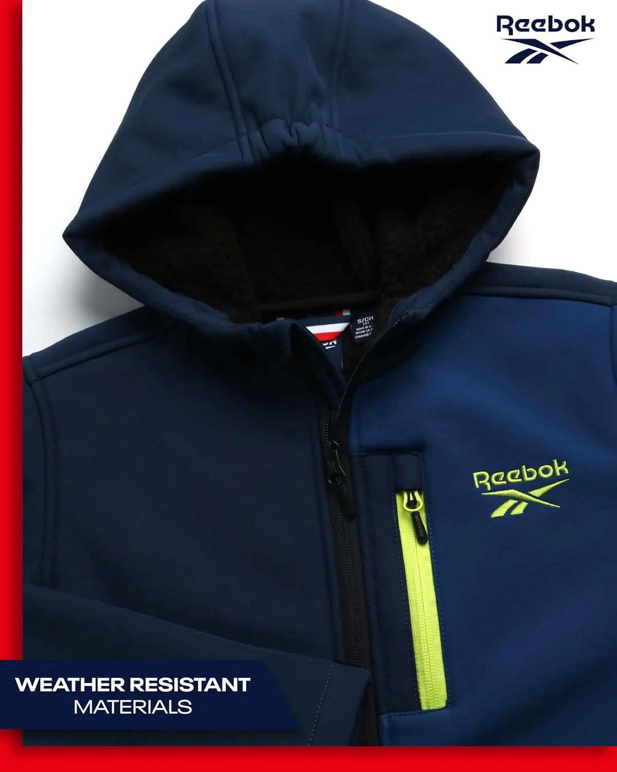 Reebok Boys' Jacket - Youth Lightweight Weather Resistant Softshell Coat - Kids' Outerwear Windbreaker Coat for Boys (8-20)