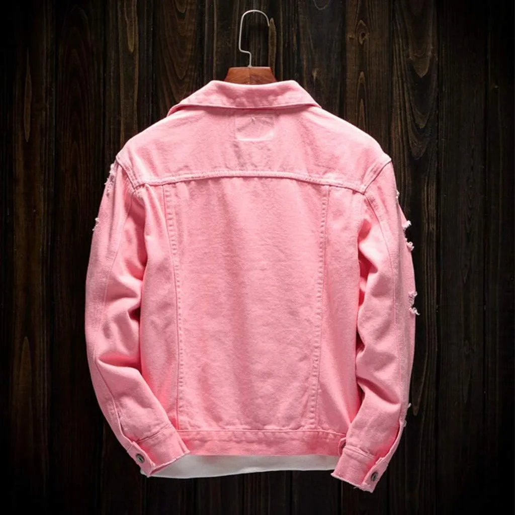 Ripped Denim Jacket for Men Casual Style Autumn Cardigan Jacket Hip Pop Jacket