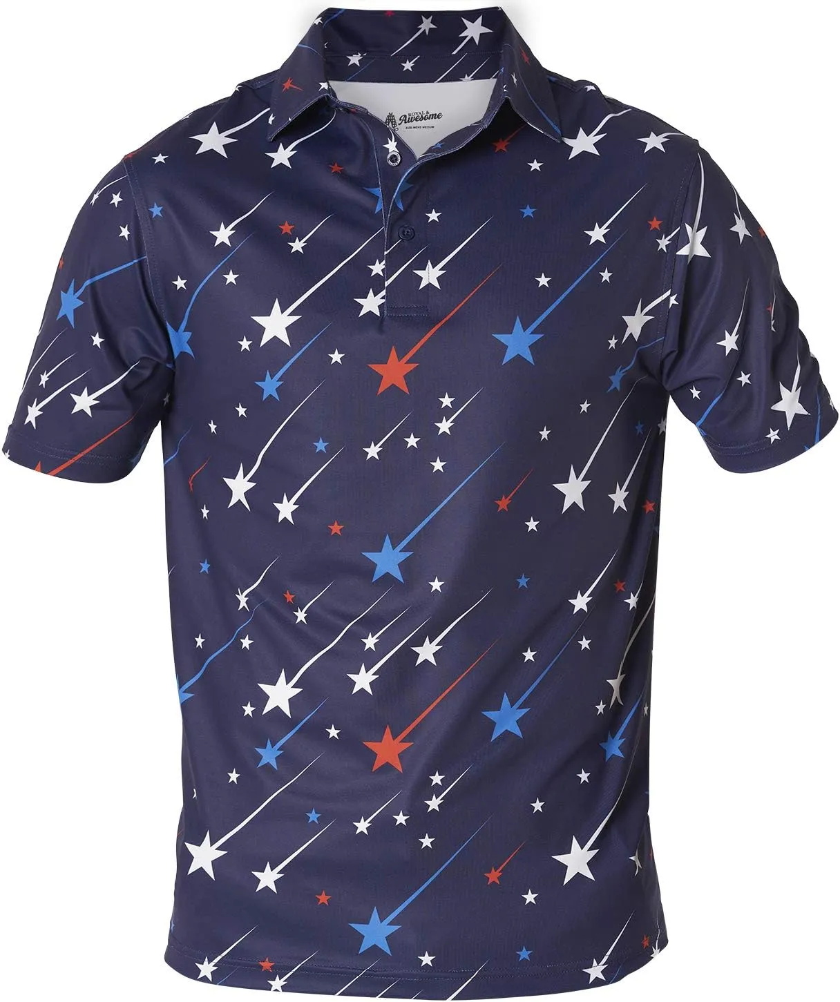 Royal & Awesome American Flag Golf Shirt, Patriotic Golf Shirt, USA Golf Shirts