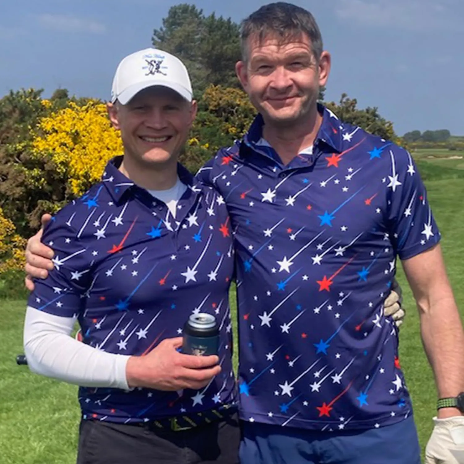 Royal & Awesome American Flag Golf Shirt, Patriotic Golf Shirt, USA Golf Shirts