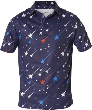 Royal & Awesome American Flag Golf Shirt, Patriotic Golf Shirt, USA Golf Shirts