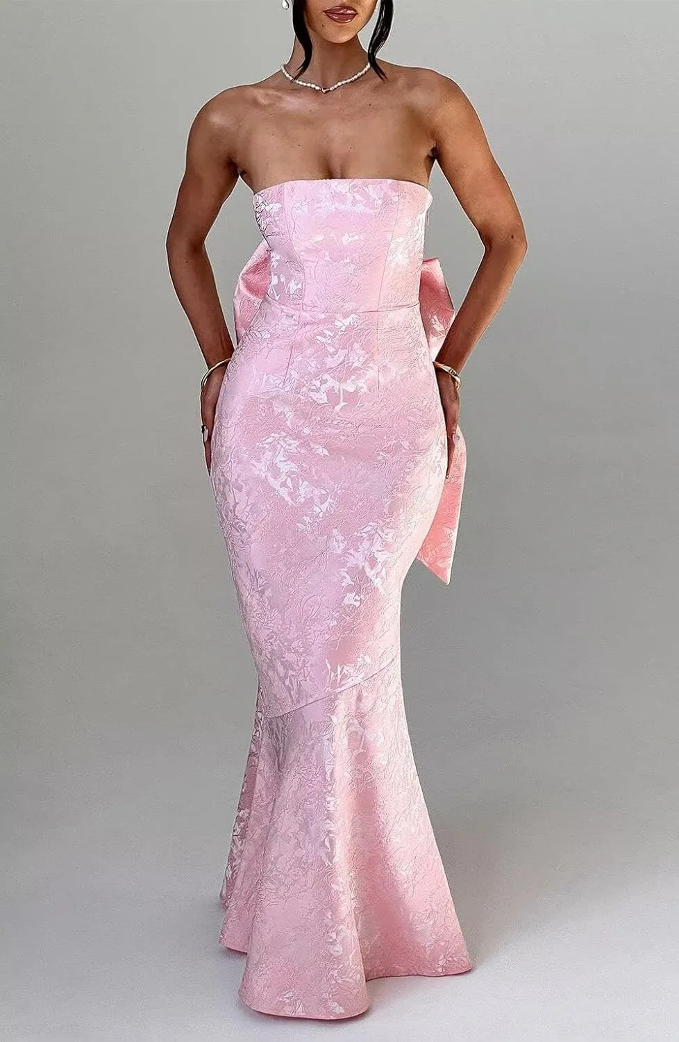 RSOETOO Prom Dresses 2025 Floral Print Long Satin Tight Cocktail Party Gowns for Teens Formal Dresses RO204