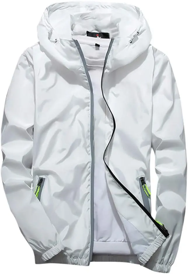 RTRDE Men's Lightweight Waterproof Rain Jacket Jacket With Hooded Hiking Coat Casual Windbreaker Jacket, M-7XL