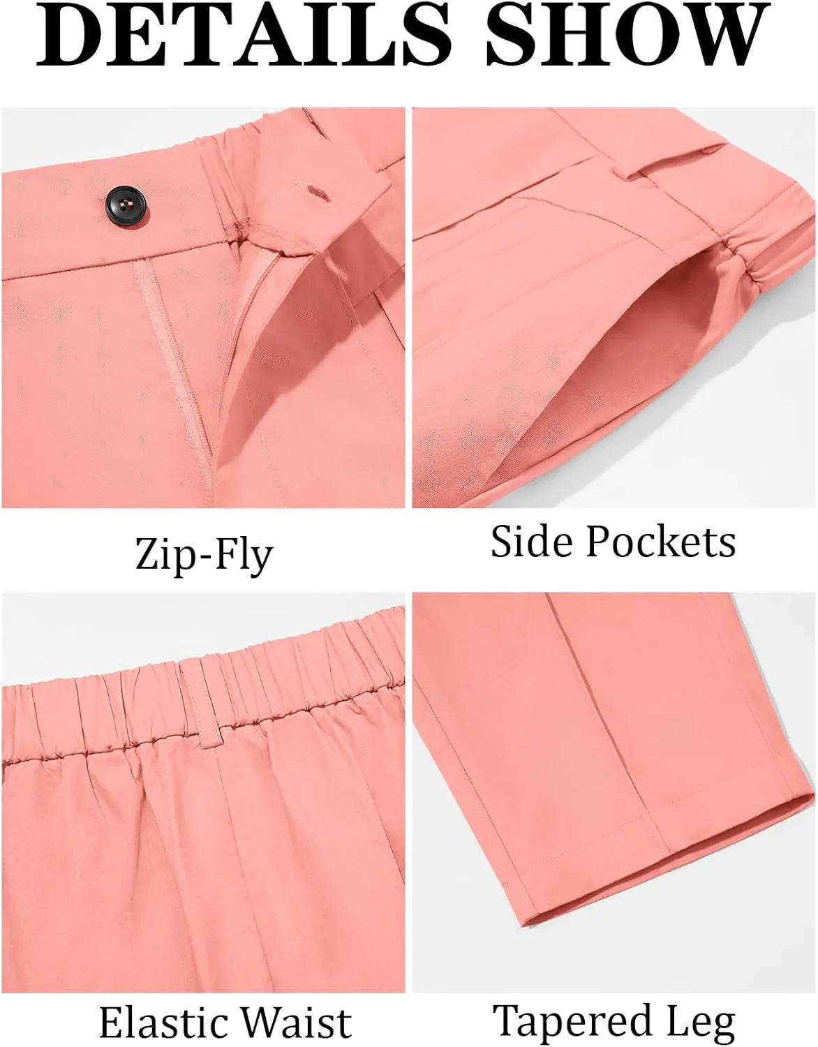 Runcati Mens Slim Fit Dress Pants Chino Casual Elastic Waist Slacks Trousers Skinny Stretch Suit Pants
