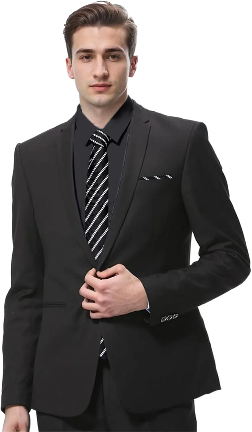 SANGTREE Mens Dress Shirt and Tie Set, Long Sleeve Button Down Shirt with Matching Tie and Handkerchief