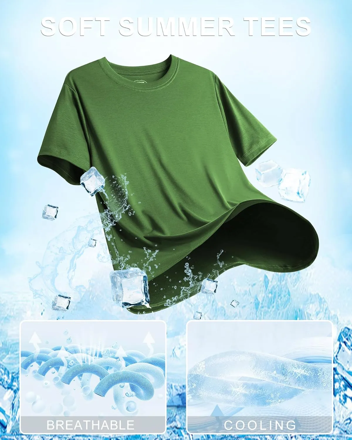 Senshomi Men's Tech T-Shirts 100% Cotton Silky Smooth Undershirts Soft Summer Tees (TechTee Pro S)