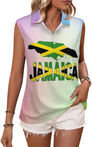 Sleeveless Shirts for Women American Flag V Neck Shirt Casual PO-LO Tank Top Pullover Quick Dry with Designs