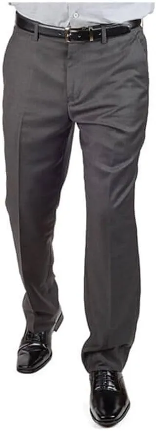 Slim Fit Men's Solid Suit Pants Trouser Flat Front No Pleats Dress Slacks
