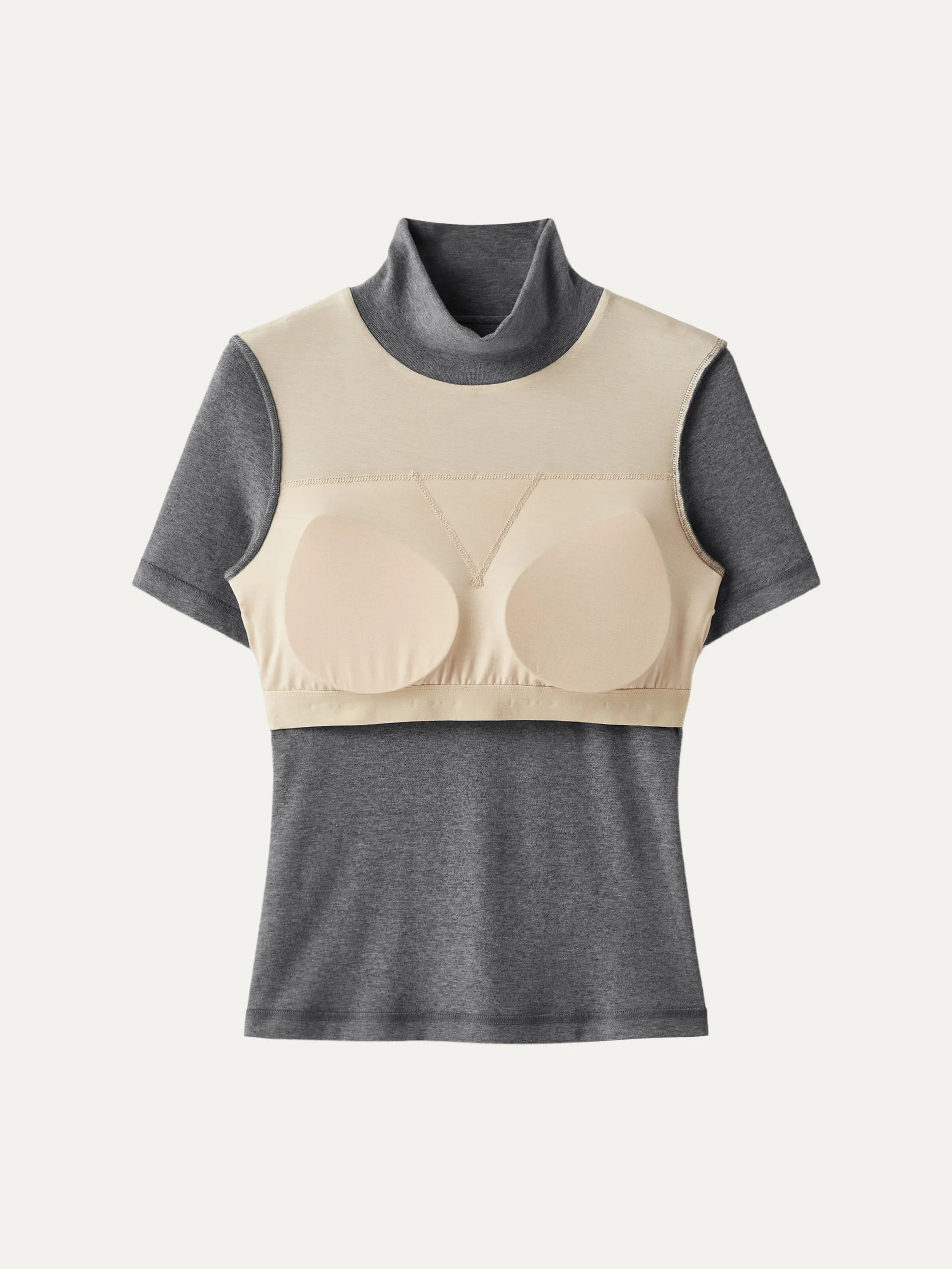 Soft Thermal Mockneck Short Sleeve Brami Top
