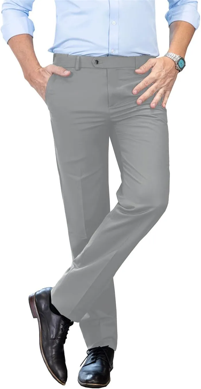 SOLOVEDRESS Mens Dress Pants Classic Slacks Business Trousers Regular Fit Suit Pants for Men