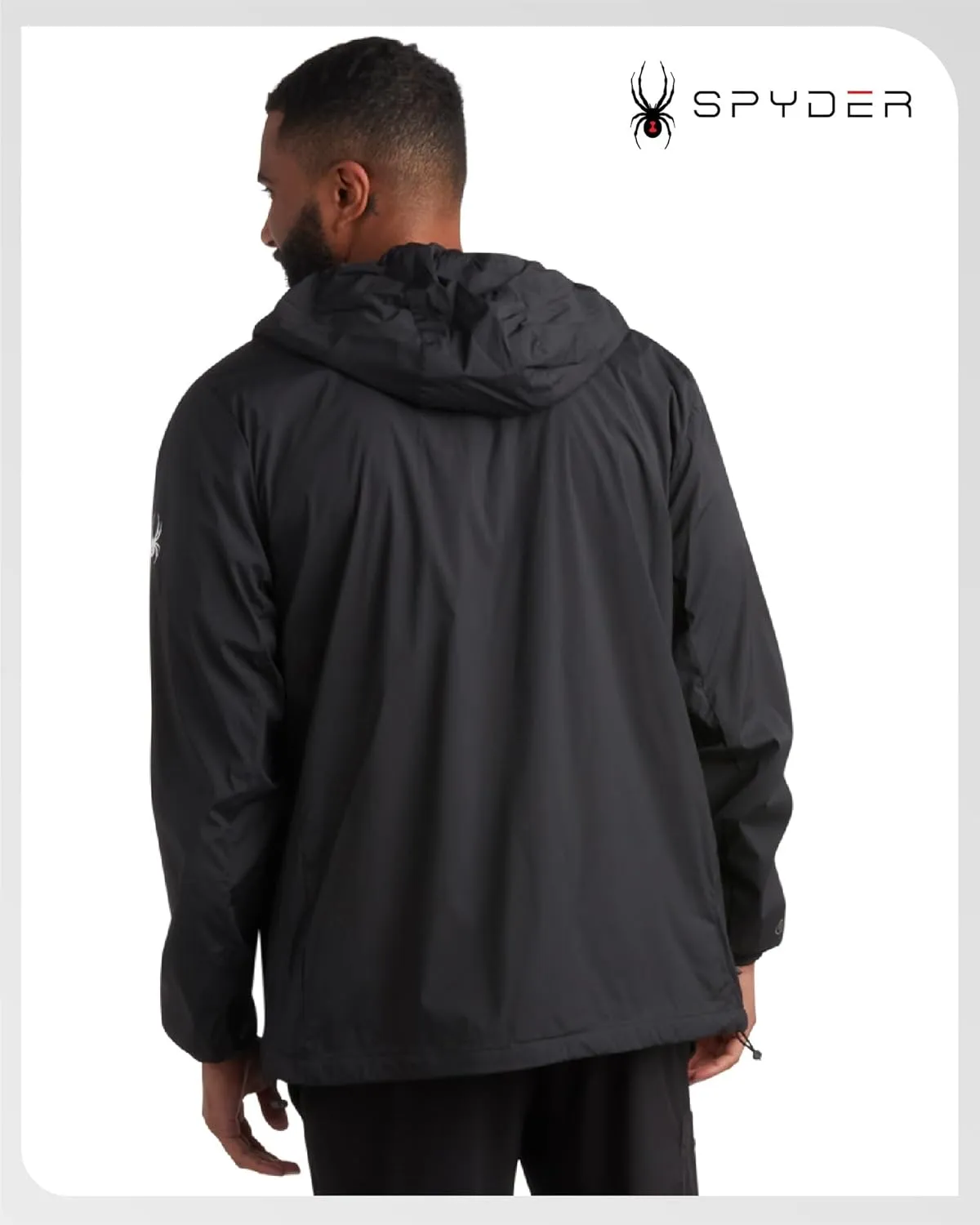 Spyder Mens Rain Jacket - Wind & Water Resistant Rain Coats for Men - Hooded Mens Windbreaker Lightweight for Travel and Golf