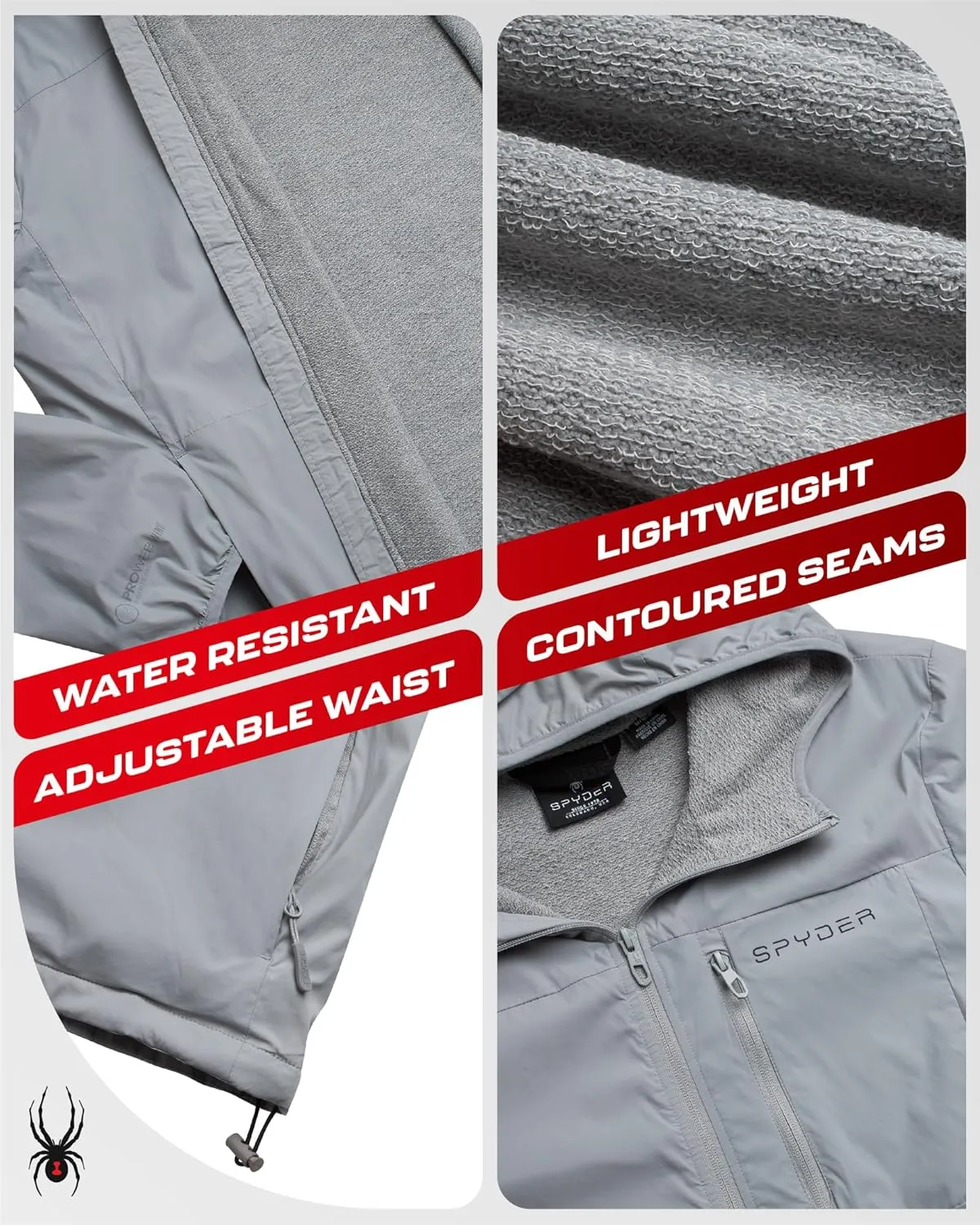Spyder Mens Rain Jacket - Wind & Water Resistant Rain Coats for Men - Hooded Mens Windbreaker Lightweight for Travel and Golf