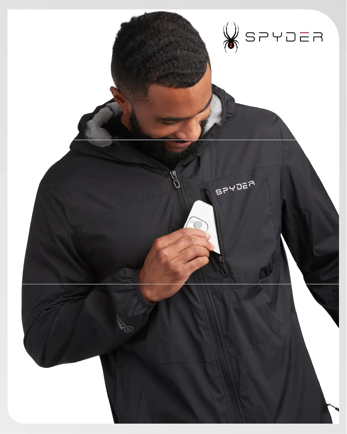 Spyder Mens Rain Jacket - Wind & Water Resistant Rain Coats for Men - Hooded Mens Windbreaker Lightweight for Travel and Golf