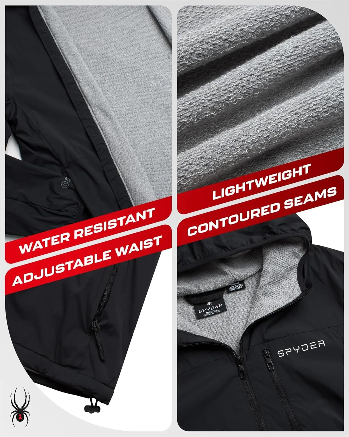 Spyder Mens Rain Jacket - Wind & Water Resistant Rain Coats for Men - Hooded Mens Windbreaker Lightweight for Travel and Golf