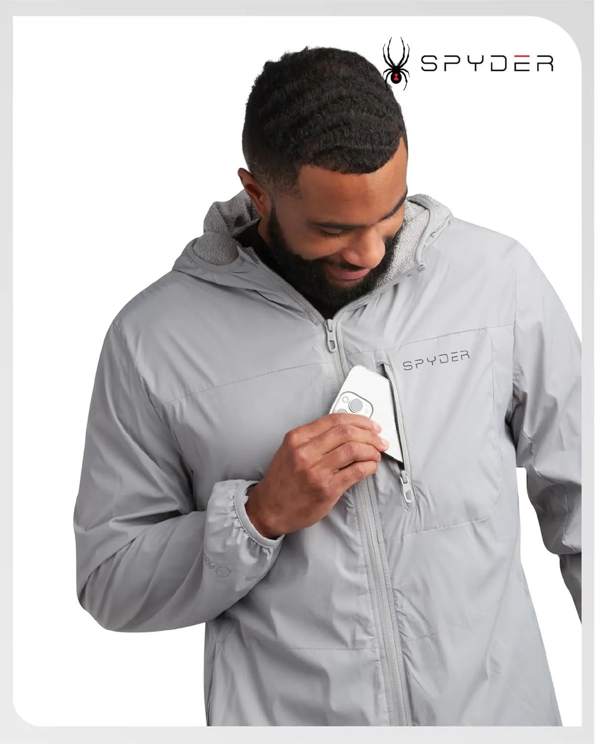 Spyder Mens Rain Jacket - Wind & Water Resistant Rain Coats for Men - Hooded Mens Windbreaker Lightweight for Travel and Golf