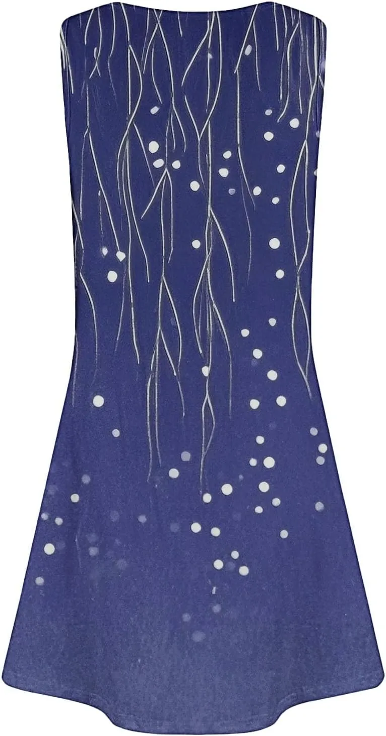Summer Casual Dresses for Women 2025 Trendy Comfy Loose Beach Vacation Flowy Sleeveless V-Neck Boho A-Line Sundresses